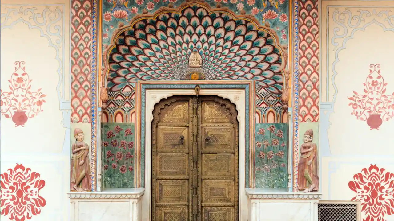 Stadtpalast Jaipur Sommer-Tür Fresco
